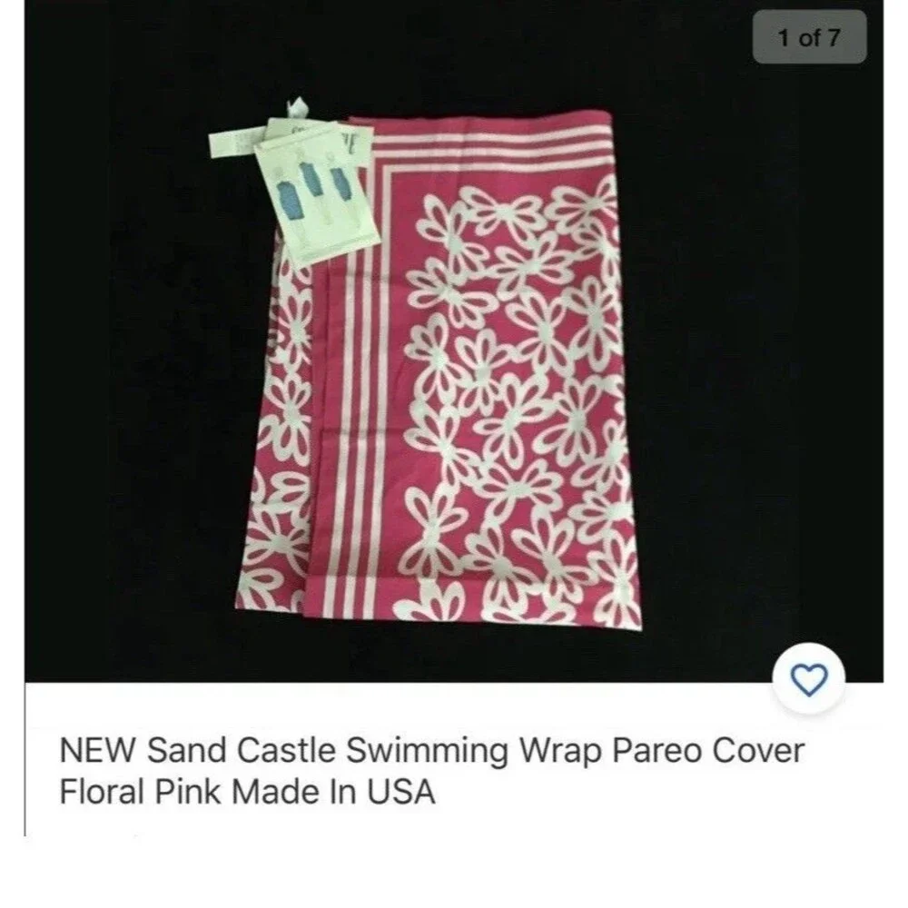 Women’s Beach Swim Wrap Cover Up Floral Pink Sarong Pareo USA Made NEW